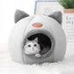 Cat Bed Cave - Gray Warm Indoor Cat House With Ears