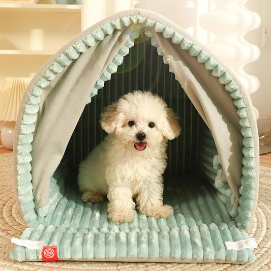 Tent - Plush Pet House with Curtains For Small Dogs or Cats