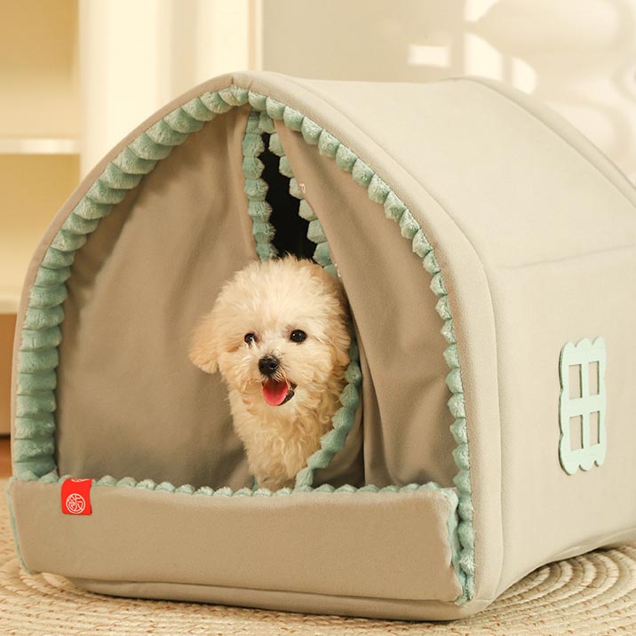 Tent - Plush Pet House with Curtains For Small Dogs or Cats