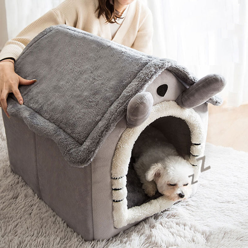 Gray Rabbit - Plush Indoor Pet House-Bed For Sleeping