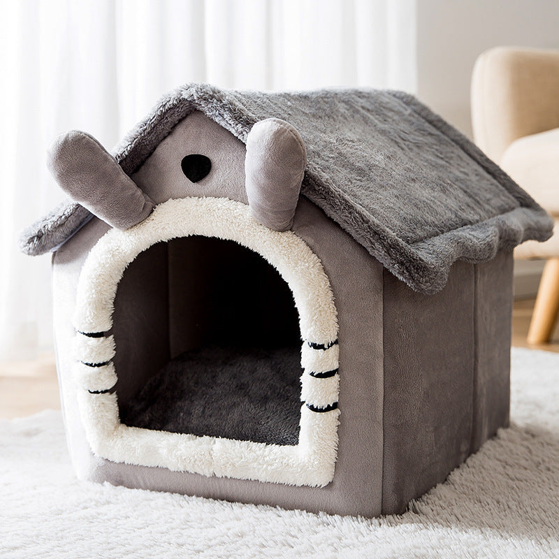 Gray Rabbit - Plush Indoor Pet House-Bed For Sleeping