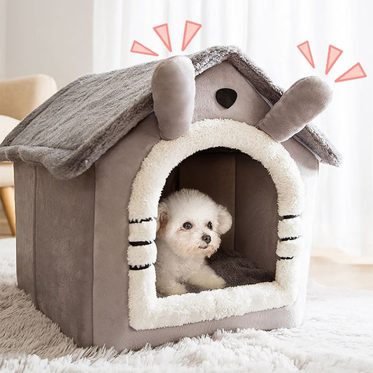 Gray Rabbit - Plush Indoor Pet House-Bed For Sleeping