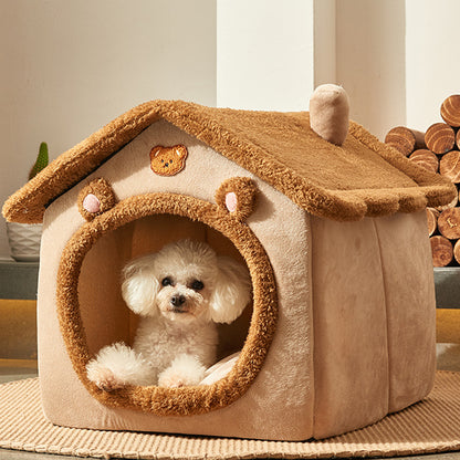 Bear - Soft Plush Pet Indoor House-Bed